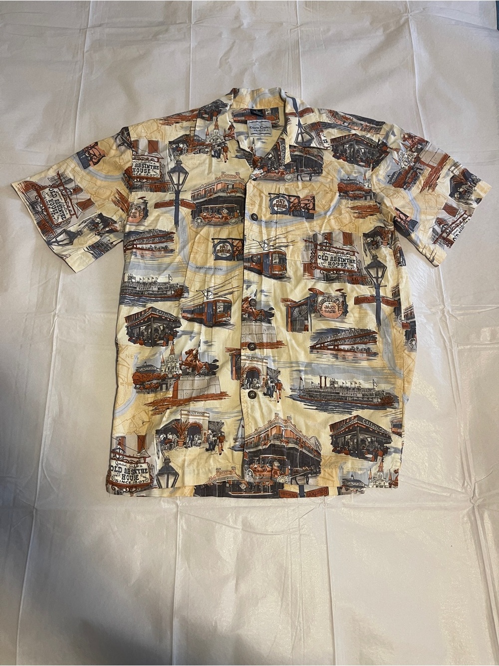Vtg David Carey pat o' Brian Shirt New Orleans preservation jazz band